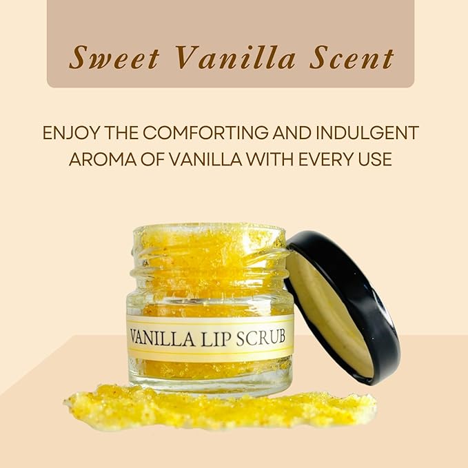 Sugar Lip Scrub Exfoliate & Nourish - 0.88Oz/25gm Coconut & Vanilla Essential Oil - Natural Moisturizer Exfoliator Lipcare Scrubber -Smoothing Lips Scrubs for Girls, Women Valentine Day Gifts