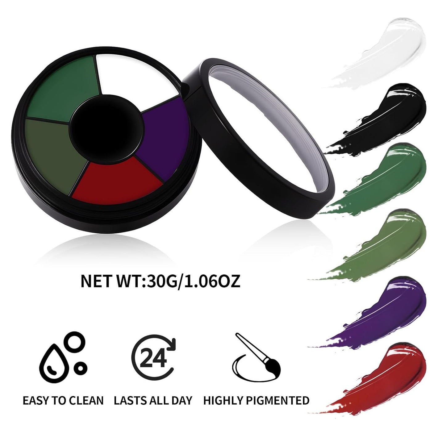 BOBISUKA Face & Body Paint – 6 Colors Cream Washable Face Paint for Beetle-Juice Frankenstein Monster Joker Shrek Costume & Theme – Easy to Blend, High Pigment & Long Lasting