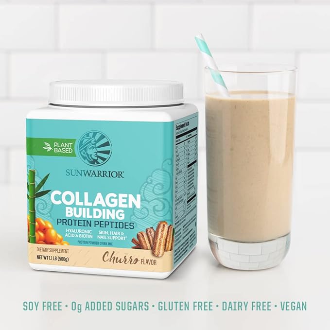 Vegan Collagen Protein Powder for Women | Plant Based Collagen Powder Churro Flavor with Vegan Hair Skin and Nails Vitamins | Non-GMO No Added Sugar Soy Dairy & Gluten Free (Churro, 20 Servings)