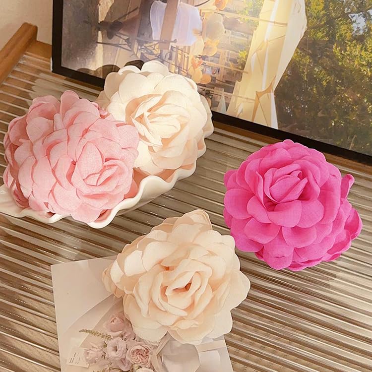 Rose Flower Clips for Women, 2 Pack Large Rose Hair Claw Clips, Floral Hair Clips for Women Girls Thick Hair, Non Slip Strong Hold, 2 Colors