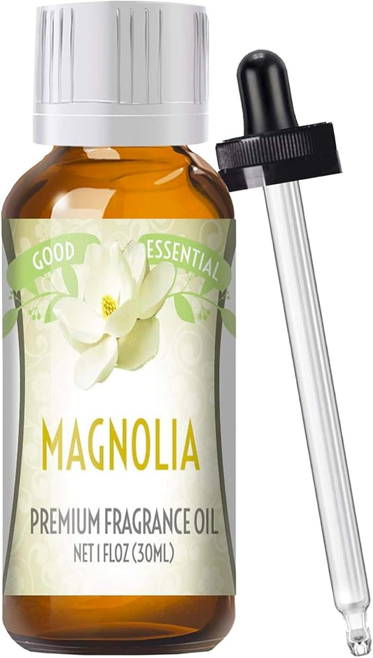 Good Essential Professional Magnolia Fragrance Oil 30ml for Diffusers, Candles, Soaps, Lotions, Perfume, 1 fl oz - Magnolia Scented Aromatherapy Oils - Diffuser Scents for Home