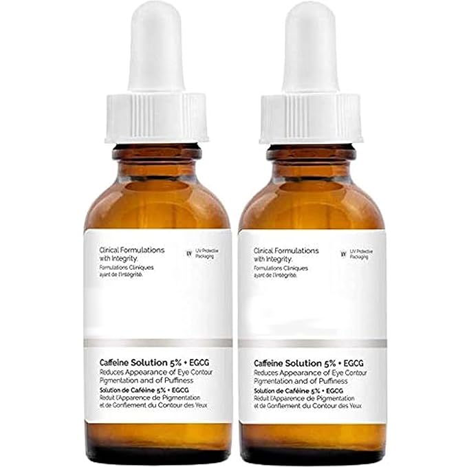 Two Pack Caffeine Solution 5% + EGCG, Depuffing Eye Serum for Dark Circles and Tired Eyes with Honey Hand Cream Bundle