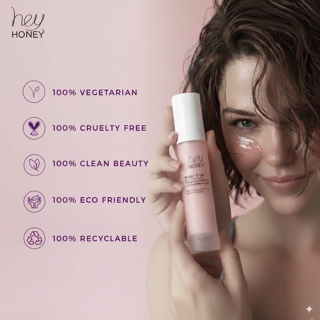 Hey Honey Skincare Boost It Up Collagen-boosting peptides Honey & Hyaluronic Acid Rich Moisturizer for Stronger Skin Barrier | For Premature & Advanced Signs of Aging | Fast Acting | 1.7 Oz