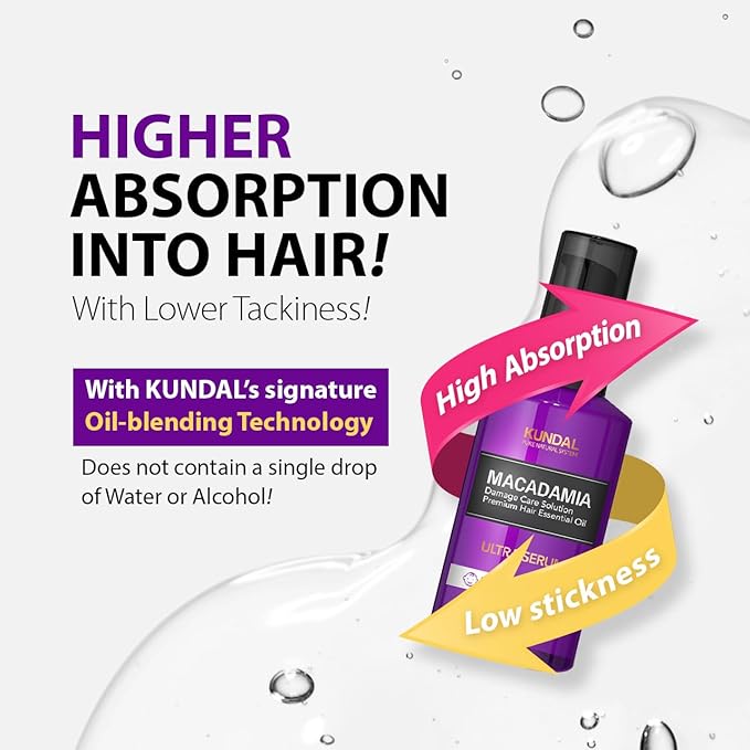 KUNDAL Intense Repair Quick Damaged Care Hair Serum [Cherry Blossom] - Premium Hair Essential Oil, Natural Ingredients, Deep Nourishment. 200ml (100ml x2ea) 6.76 fl. oz