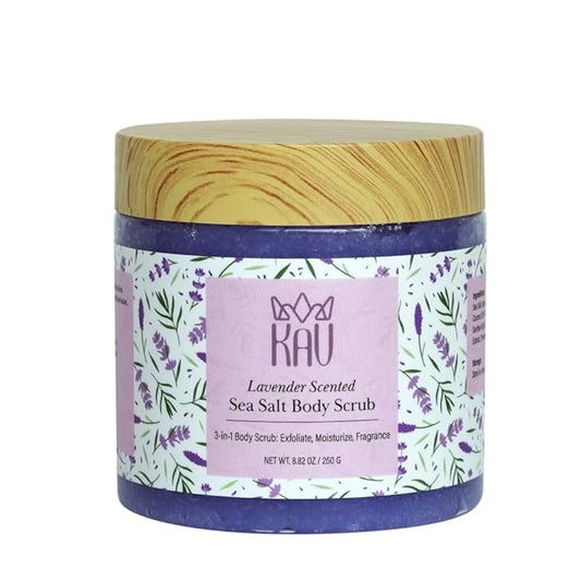 KAV Salt Body Scrub - Natural Exfoliating Salt Scrub for Body and Face, Helps with Moisturizing Skin, Dead Cell Removal, Rejuvenation and Relaxation, 4 Scents (Lavender)