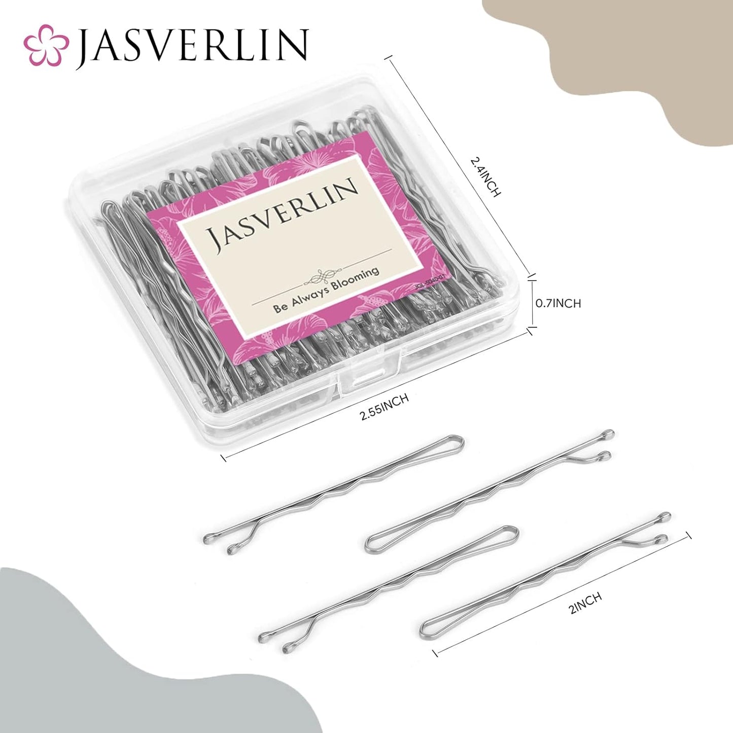 Silver Bobby Pins, Premium Firm Hold Small Bobbie Hair Pin Clips Accessories Decorative Bulk for Women 2 Inch 100 pcs