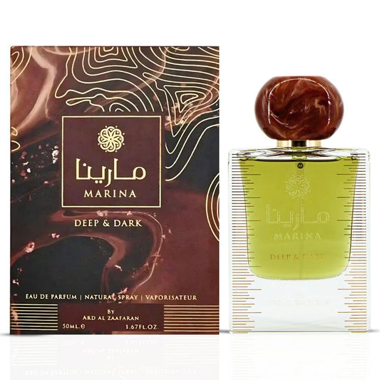 Ard Al Zaafaran Marina Deep & Dark Eau De Parfum For Women 50ML (1.67 OZ) Long Lasting Arabian Perfumes For Women with Exotic Saffron, Jasmine & Musk Notes - Premium Ladies Perfume & Captivating Scent