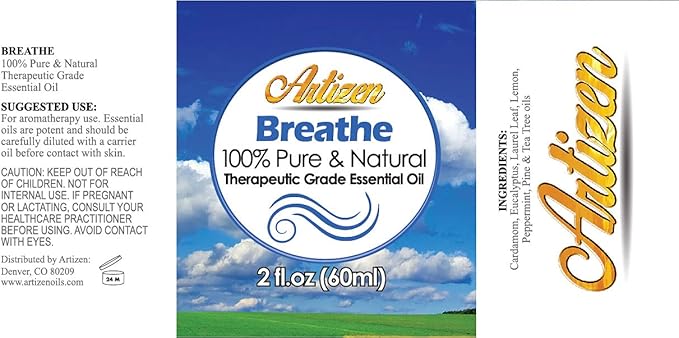 Artizen Breathe Blend Essential Oil Therapeutic Grade - Undiluted, Pure & Natural 2oz Aromatherapy
