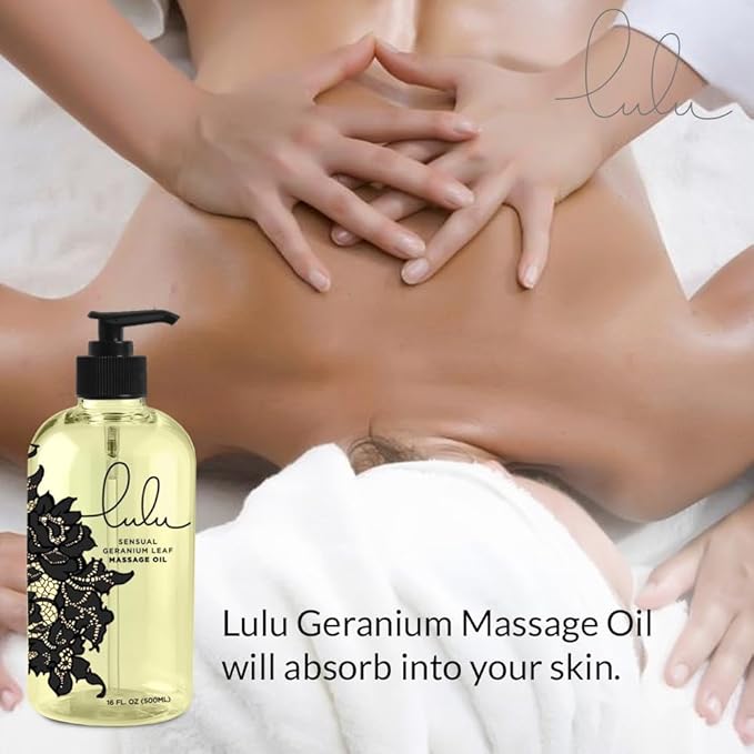 Lulu Massage Oil 16 Ounces for Full Body Massages of Joint and Muscles. Scented with Essential Oils and Sweet Almond Oil. for Couple Massage Therapy. Made in USA