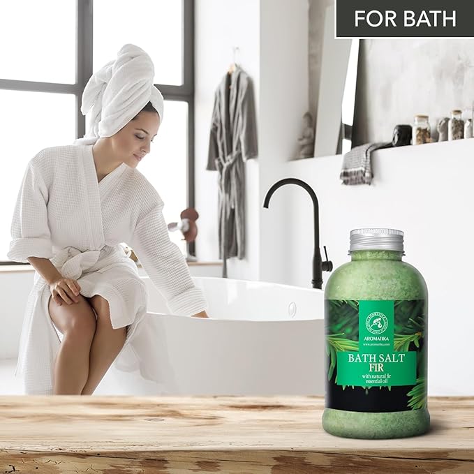 Fir Bath Salt with Natural Fir Essential Oil 21.16 Ounces - Natural Bath Sea Salt - Coniferous Salts - Best for Bath - Good Sleep - Relaxing - Body Care - Beauty - Aromatherapy