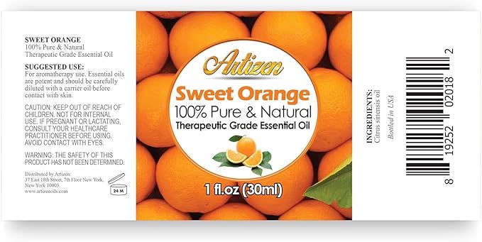 Artizen Sweet Orange Essential Oil (100% Pure & Natural - Undiluted) Therapeutic Grade - Huge 1oz Bottle - Perfect for Aromatherapy