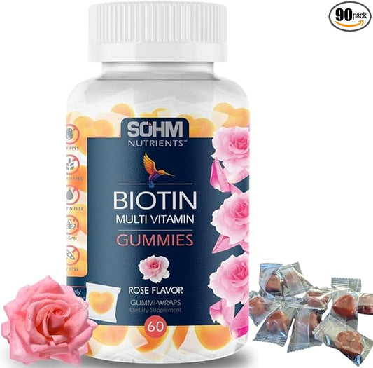 SOHM Biotin Gummies, Biotin Gummies for Healthy Hair,Skin and Nails -Multivitamin Gummies for Adults,Suppliments for Men,Women
