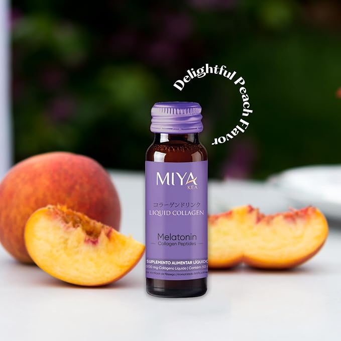 Liquid Collagen with Melatonin | Box with 30 Shots | 6000mg Collagen | Peach Flavor | Supports Skin, Hair, Nails & Sleep Quality | Beauty & Wellness Supplement