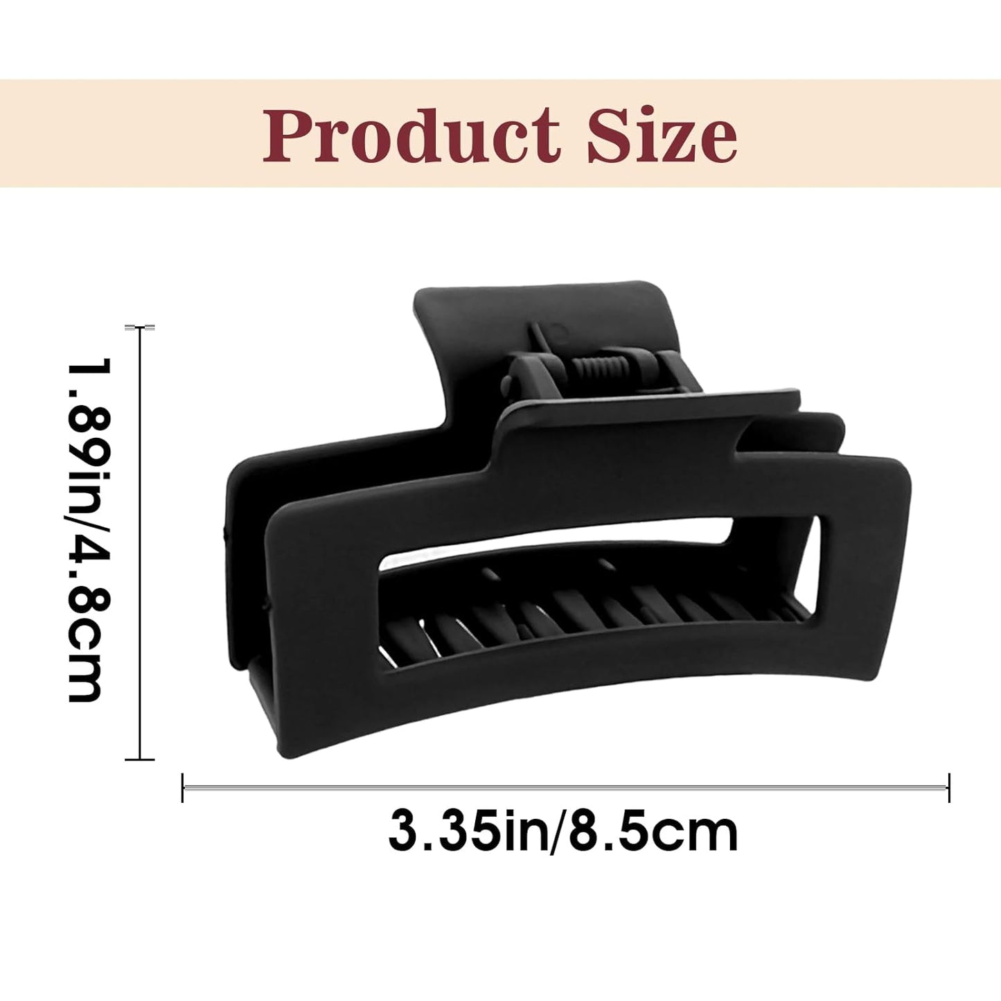 2 Pieces Square Claw Clips 3.5 Inch Matte Non-slip Hair Clamps Medium Hair Claw Clips Fashion Strong Hold Banana Clip Thick Thin Hairs Styling Accessories for Women Girls