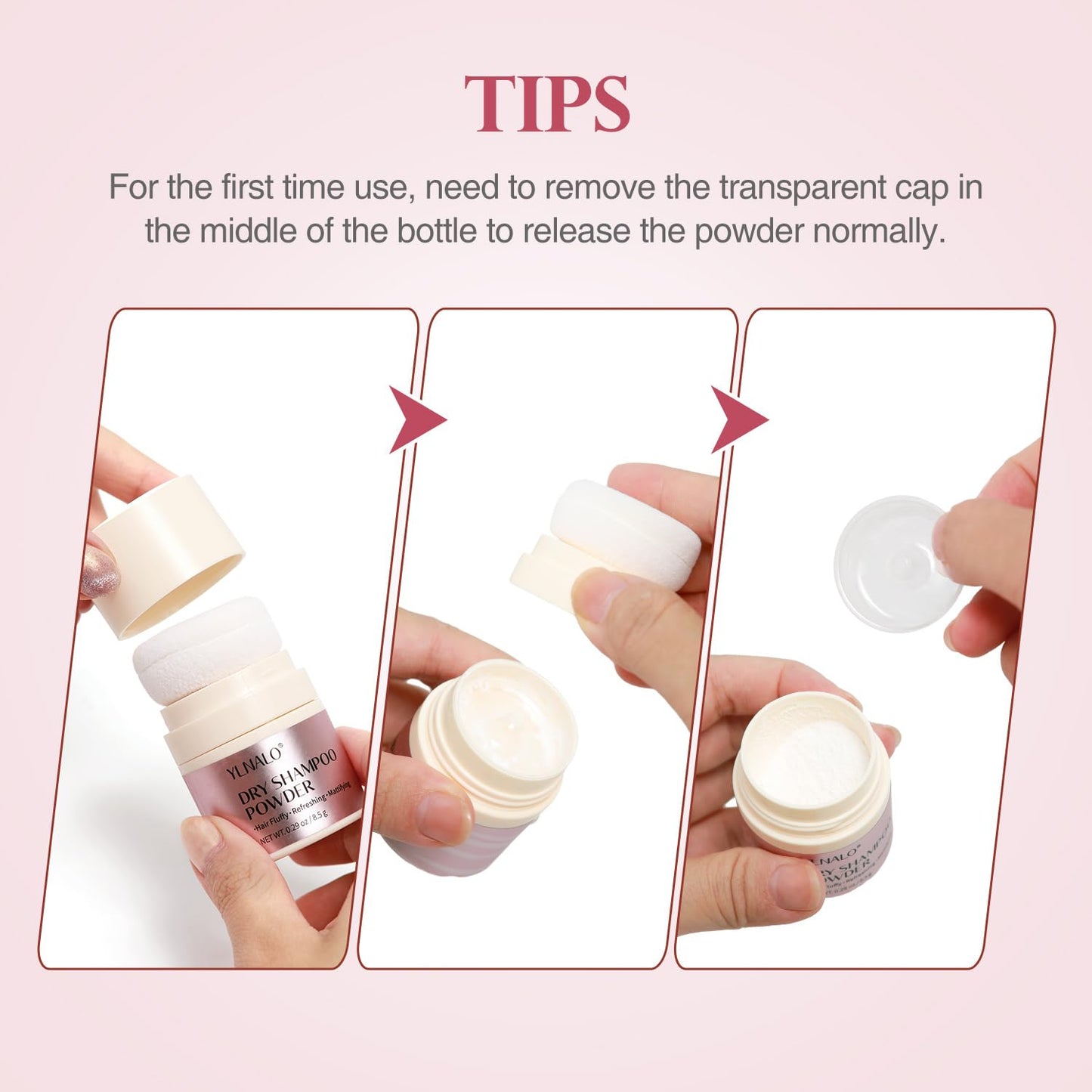 YLNALO Dry Shampoo Powder, Mattifying Root Fuller Looking Refreshing Hair, Vegan, Non-aerosol, No White Cast, Travel Size Dry Shampoo Suitable for Women and Men, 0.29 Oz