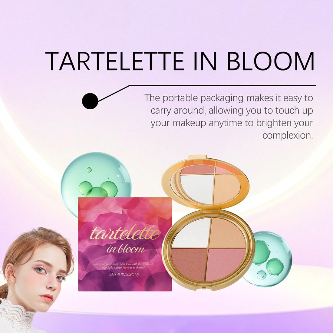 Glowjiu Glow Gallery Highlighting Eye & Cheek Palette, Glowjiu Highlighting Eye & Cheek Palette, 4-In-1 Highlight Shades Makeup for Blush, Eyeshadow And Highlighter Makeup (1pc)