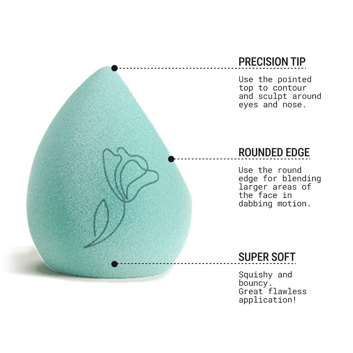 JUNO & Co. Microfiber Makeup Sponge, Dual Layer Technology for Full Coverage Flawless Makeup Blender for Foundation, Powder and Cream (2-Piece Color Duo: Blue and Green)