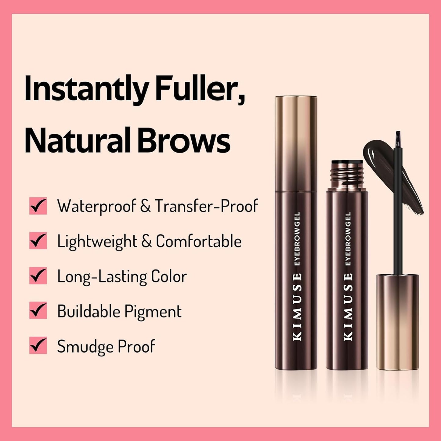 KIMUSE Instantly Semi-Permanent Eyebrow Gel, Long Lasting Eyebrow Tint, Waterproof Tinted Eye Brow Gel, Transfer-Proof, Smudge-Proof, Eyebrow Makeup Gift for Women & Girl, 0.17oz