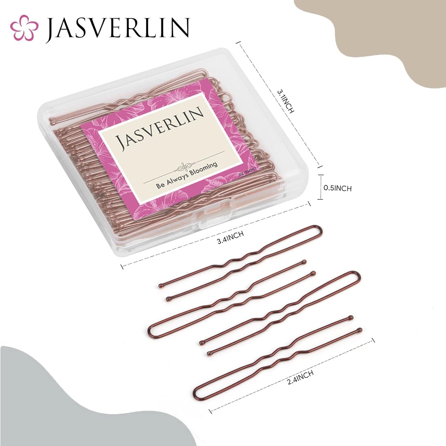 U Shaped Bobby Pins Hair Brown, Bun Hair Pins for Women Styling Long Large Metal Updo Ballet Dance Accessories 2.4 in