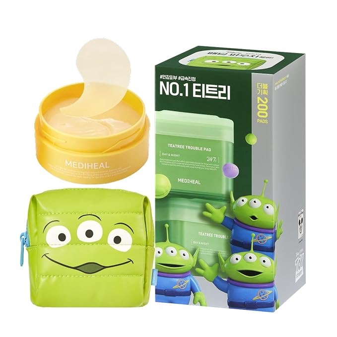 Mediheal Vita Collagen Under Eye Patches & [Disney Pixar Edition] Tea Tree Trouble Pad for Daily Soothing Care