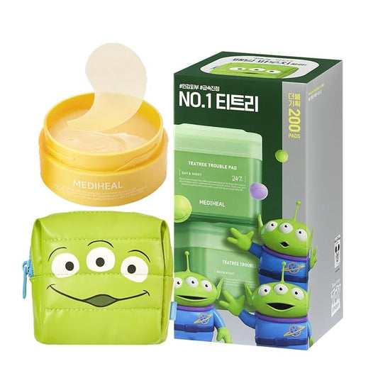 Mediheal Vita Collagen Under Eye Patches & [Disney Pixar Edition] Tea Tree Trouble Pad for Daily Soothing Care