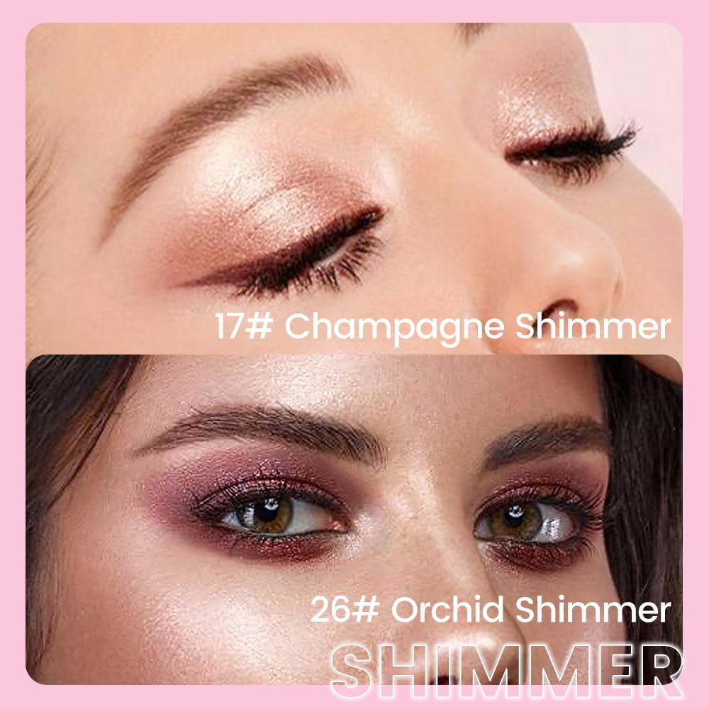 evpct 2Pcs Cream Eye Shadow Brightener Sticks Set for Eyes Waterproof, Champagne & Orchid Shimmer Cream Eyeshadow Applicator Stick Long Lasting Pigmented Eye Makeup sombras en crema para ojos 17+26