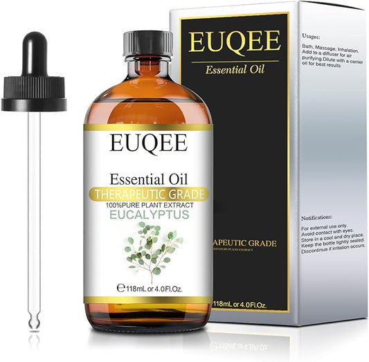 Eucalyptus Essential Oil 118ml Pure Eucalyptus Oil with Glass Dropper for Aromatherapy, Diffuser, Soap & Candle Making - 4Fl.Oz