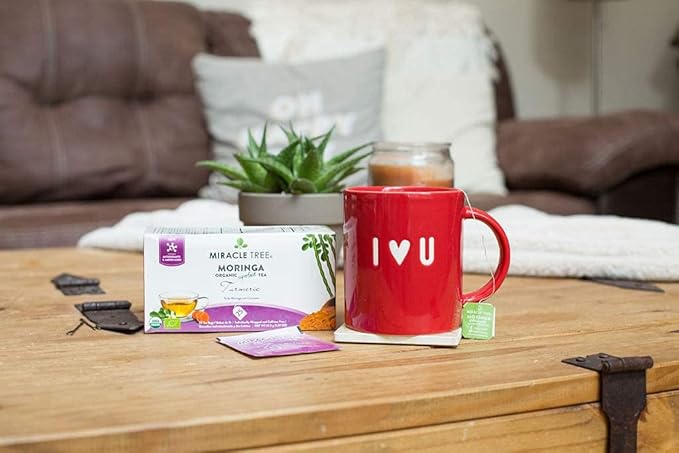 Miracle Tree - 6 Count of Organic Moringa Superfood Tea, 25 Individually Sealed Tea Bags, Turmeric (Keto, Detox, Energy/Immunity Booster, Vegan, Gluten-Free, Organic, Non-GMO, Caffeine-Free)