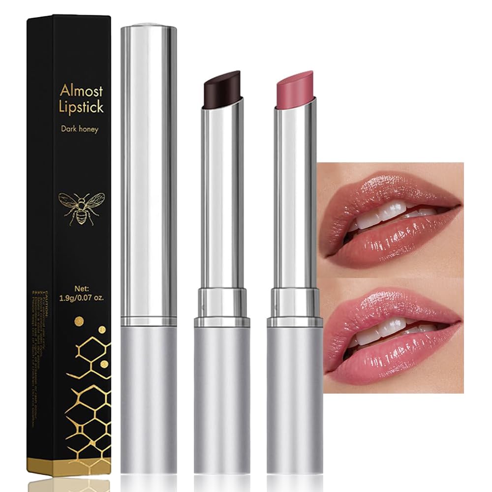 2PCS Honey Lipstick Tinted Lip Balm,Black and Pink Lipstick,Hydrating Natural Glossy Sheer Black Lip Balm,Moisturizing Makeup Lip Care for Repairing Dry Lips