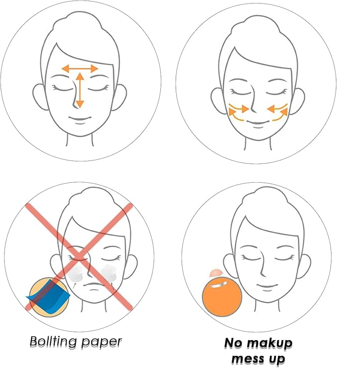 Oil-Absorbing Volcanic Face Roller, with Replaceable Stone Balls & EVA Carry Case, Reusable Facial Skincare Tool for At-Home or On-the-Go Massage, Instant Results Remove Excess Shiny