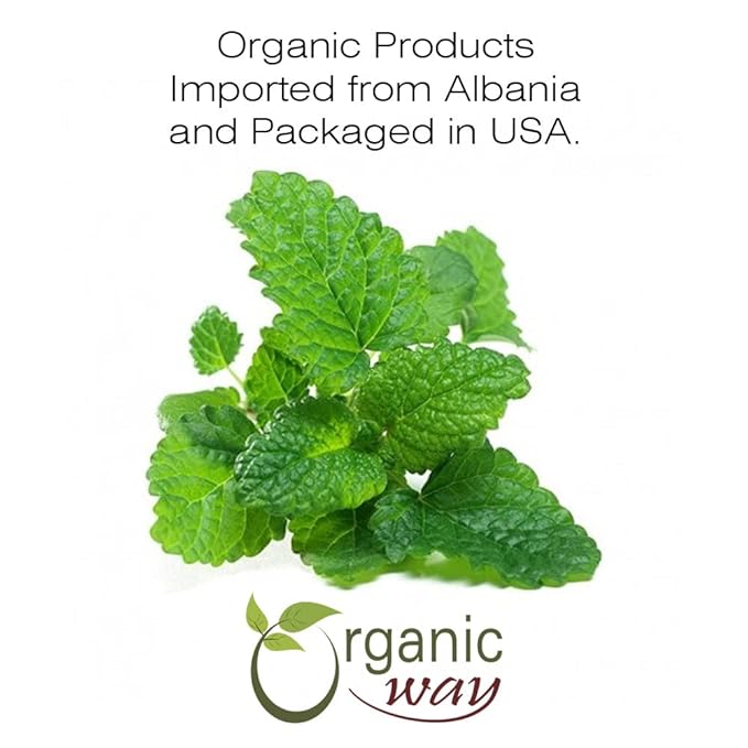 Organic Way Lemon Balm Leaf Whole (Melissa officinalis) - Herbal Tea | Organic & Kosher Certified | Vegan | Raw, Non GMO & Gluten Free | USDA Certified | Origin - Albania (1/2LBS / 8Oz)