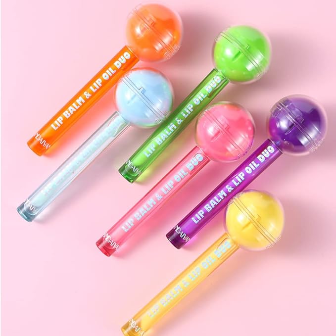 Lip Gloss and Lip Balm Combo, Magic pH Color Changing Lipstick & Vitamin E Clear Lip Oil Combo, Hydrating Plumping Lip Care Product for Girls(Blue)