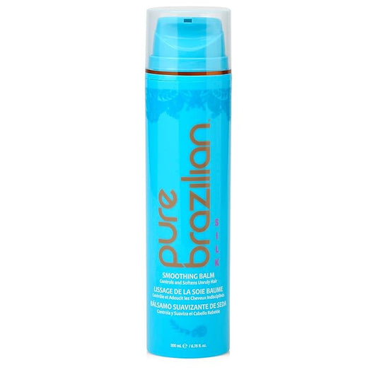 Pure Brazilian Silk Smoothing Balm with Keratin, Hydrolyzed Silk & Coconut Oil, Anti-Frizz, Nourishing & Strengthening Formula, Salon-Quality Treatment, 6.78 Oz