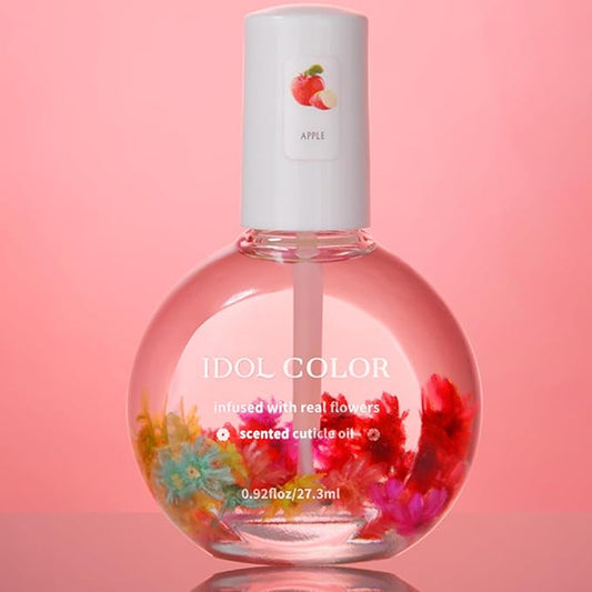 Flowery Scented Cuticle Oil, Infused with Real Flowers, Cuticle Revitalize Oil, Nail Oils For Growth And Strength, Cuticle Remover - Nail Strengthener - Cuticle Softener (0.92 fl.oz, APPLE)