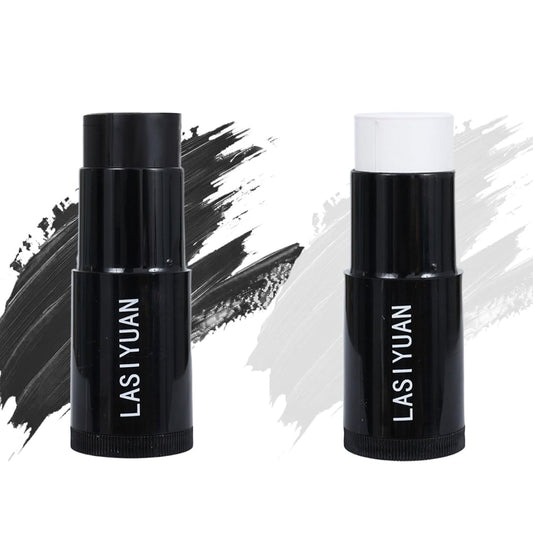 Face Body Paint Stick (BLACK+WHITE)，Water Resistant Sports Body Makeup Athletes Softball， Football Baseball ， Professional Halloween Face Makeup Kit ，for Halloween costume， Zombie Clown Vampire