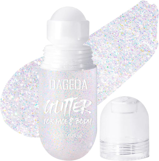 DAGEDA Body Glitter Gel, Roll-on Face Glitter for Mermaid Makeup Festival Rave Accessories, Holographic Hair Glitter Gel,Body Shimmer Halloween Makeup for Rave Party (Dazzle)