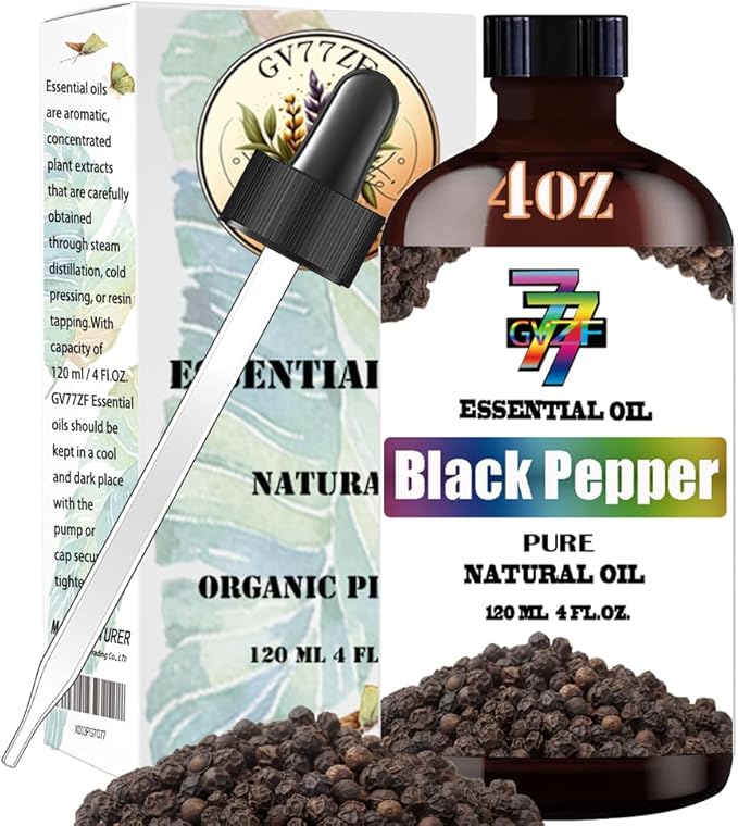 Black Pepper Essential Oil (4 oz/120 ml) - Black Pepper Oils Used in diffusers, humidifiers, Home Baths, Cleaning Products, Yoga, DIY Soaps and DIY Scented Candles