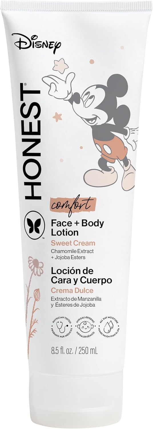 The Honest Company Moisturizing Face and Body Lotion Fast Absorbing Dermatologist Tested Hypoallergenic Disney’s Mickey Mouse Comfort Sweet Cream 8.5 fl oz
