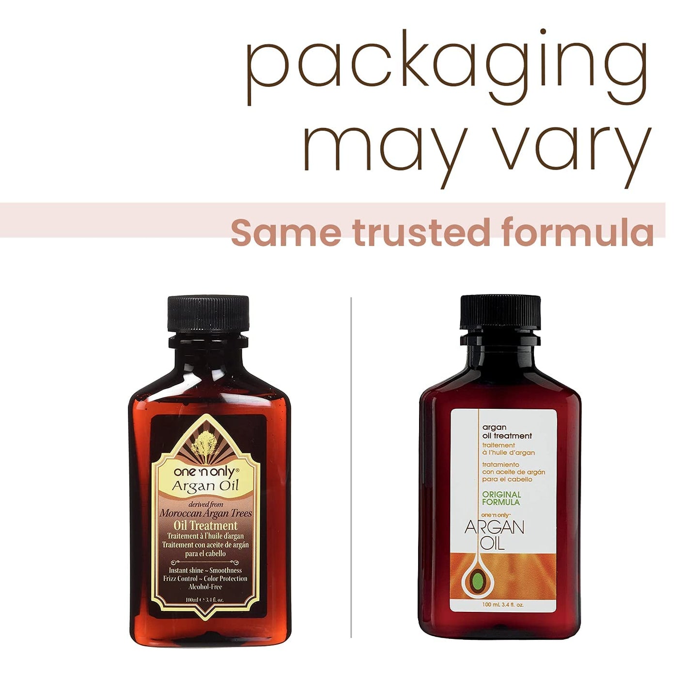 One 'n Only Argan Oil Hair Treatment - Lightweight & Hydrating Hair Oil for Natural, Wigs & Extensions - Shine Enhancing, Heat Protectant & Frizz Control (3.4 oz, 2pk)