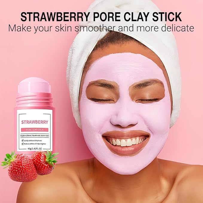 Vitamin C Clay Mask For Face, With Turmeric and Kaolin Clay, Deep Cleansing Pores, Face Masks Skincare for Refining Pores and Controlling Oil, Black Head Remover (Strawberry)