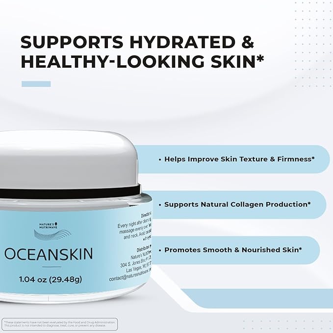 OceanSkin – Marine-Based Hydrating Face Cream with Pseudoalteromonas Ferment Extract – Lightweight & Nourishing – Non-GMO, GMP Certified, Made in USA, 1 Month Supply