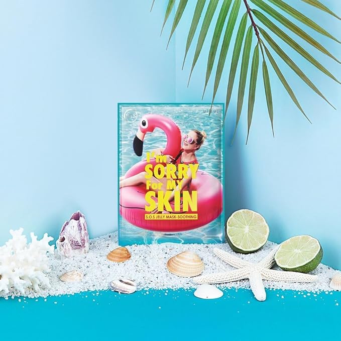 I'M SORRY FOR MY SKIN Jelly Mask Full Set for Skin Stress Relief, Korean Skin Care Travel Essentials Kit, K-Beauty Hydrating Face Mask Sheets, Gifts for Women (Pack of 5)