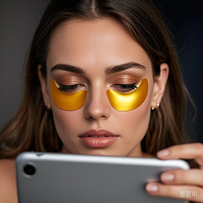 20 Pairs Lip Masks & Eye Masks,V- Face Lift Strap, 24K Gold Gel Crystal Collagen Eye Pads,Moisturizing Lip Mask Crystal Pads,Under Eye Patches for Dark Circles,Eye Bags, Wrinkles, Full face care