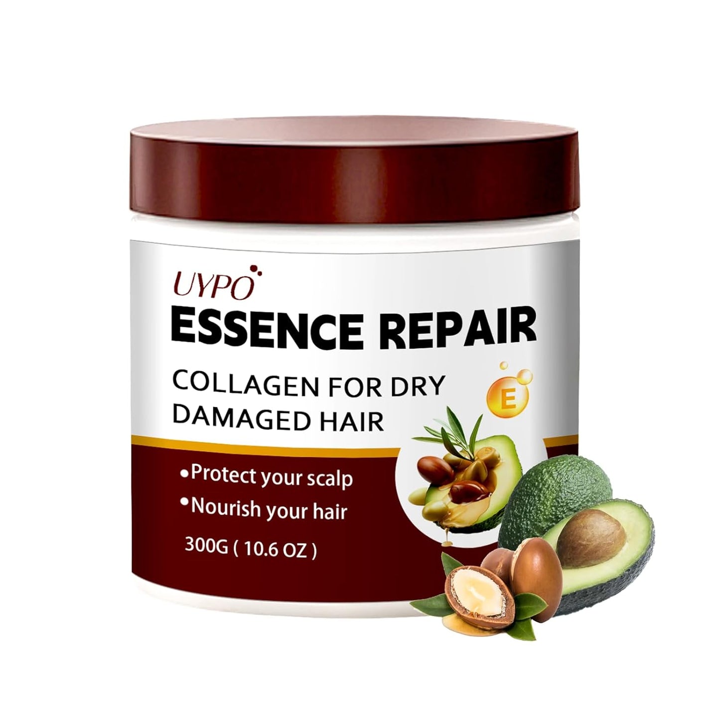 Collagen Hair Mask for Deep Conditioning, Keratin Hair Treatment with 4 Hydrolyzed Proteins for Dry Damaged Hair, Moroccan Argan Oil, Avocado Oil, Calendula & Gentian Extract - Nourishing Repair (1pc)