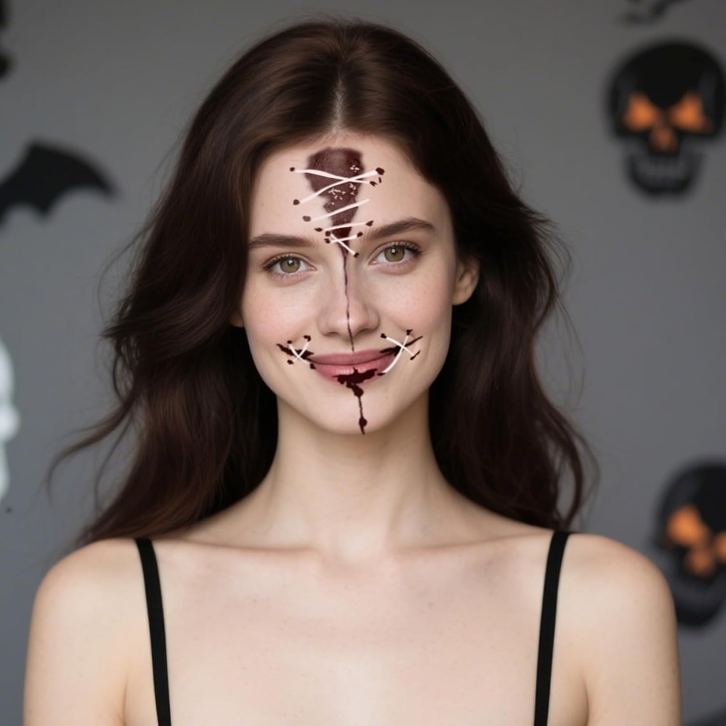 Halloween Temporary Face Tattoos, Temporary Tattoo Stickers,Temporary Makeup Tattoos, Bloody Face Tattoo Sticker Art for Halloween, Adults, Kids, Costume Parties 8Pcs