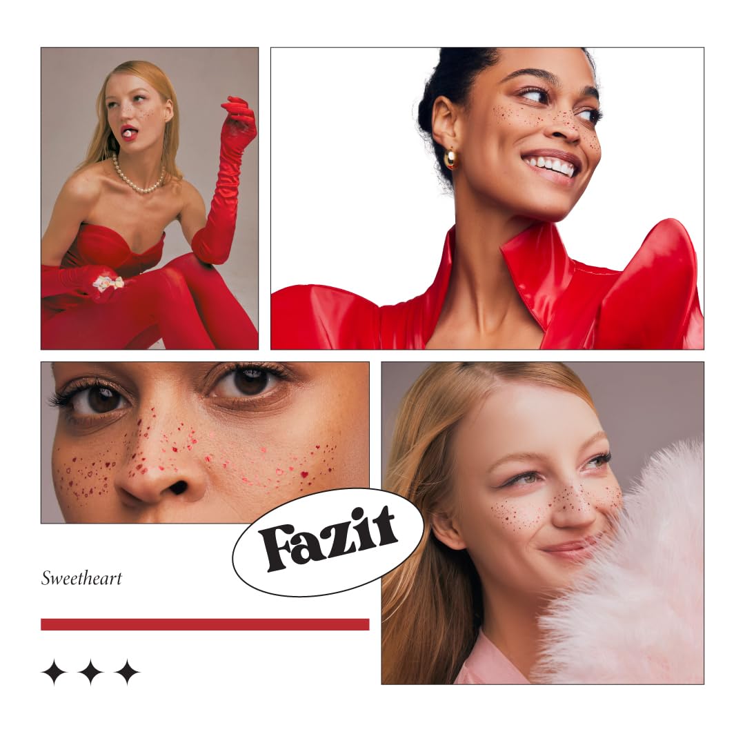 Fazit Makeup Patches - Sweetheart Speckles - Face Glitter Makeup Speckles - Glow Up Makeup Patches - Face Glitter Speckles Patches - Cute Glitter Makeup Accessories For Women - 6 count