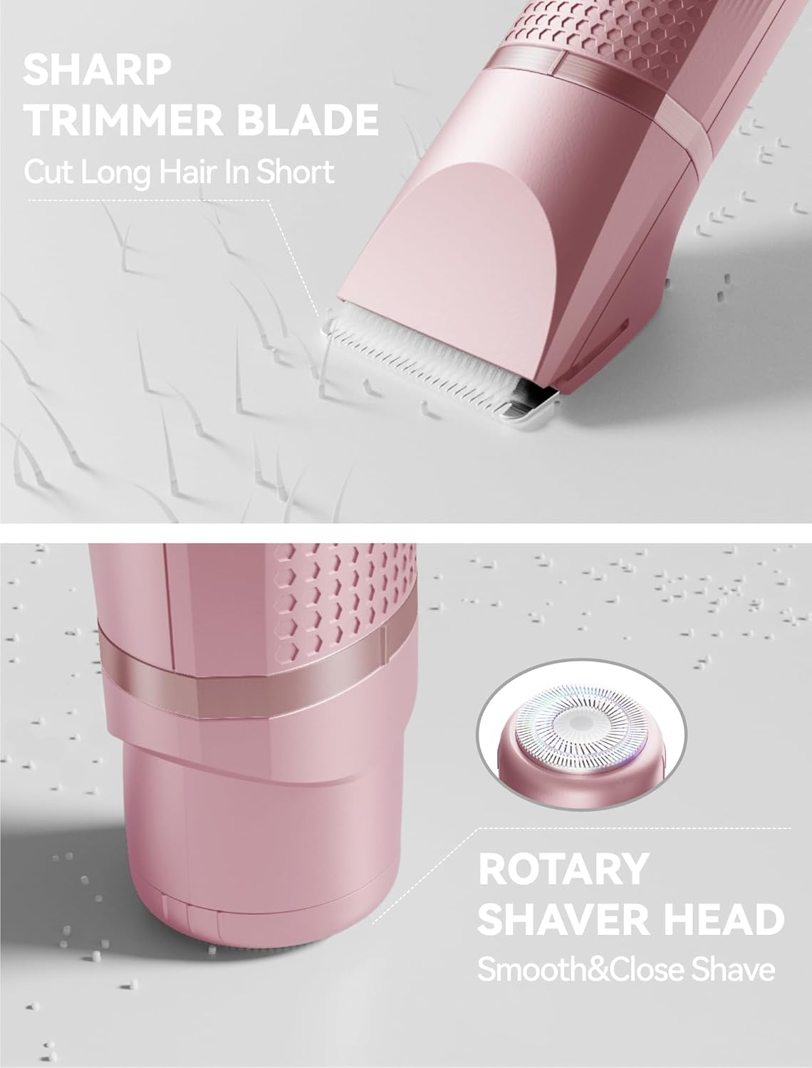 3-in-1 Electric Razor for Women - Waterproof Bikini Trimmer,Rechargeable Electric Shaver for Lady,Pubic Hair Trimmer Women,Personal Trimmer Groomer for Body Hair (Rose Gold, RG-1)