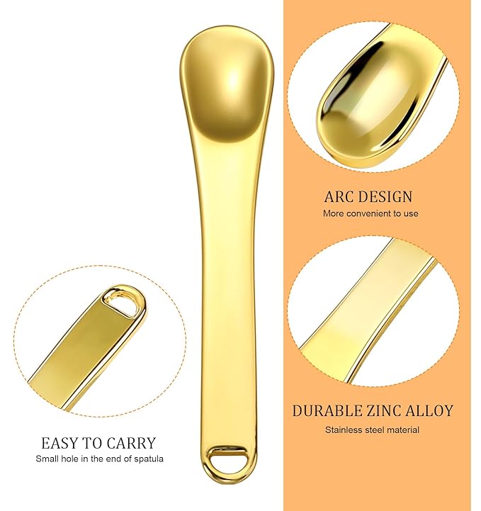 Mini Metal Makeup Spatula - Reusable Stainless Steel Cosmetic Scoop Tool for Face Mask Creams, Lotions & Moisturizers, Precision Skin Care Applicator (4 Pack)