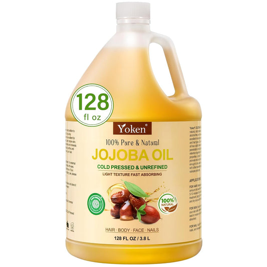 1 Gallon Jojoba Oil EWG Verified - 100% Pure Jojoba Oils Bulk Cold Pressed Unrefined Hexane Free Virgin Golden jojoba Carrier Oil for Hair Skin Massage DIY Natural Body Moisturizer