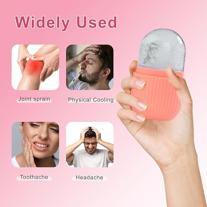 Ice Facial Roller Ice Massage Cup for Face Eye Cold Massage (Pink)